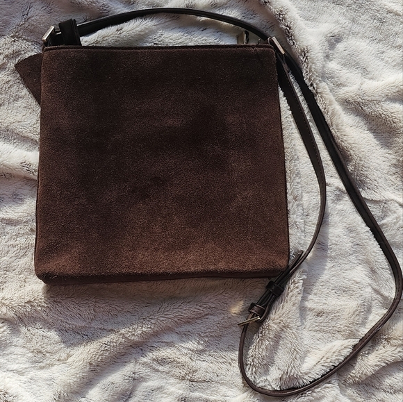 Spartina 449 Brown Suede and Leather Fringe Crossbody Bag with adjustable Strap - Picture 6 of 16
